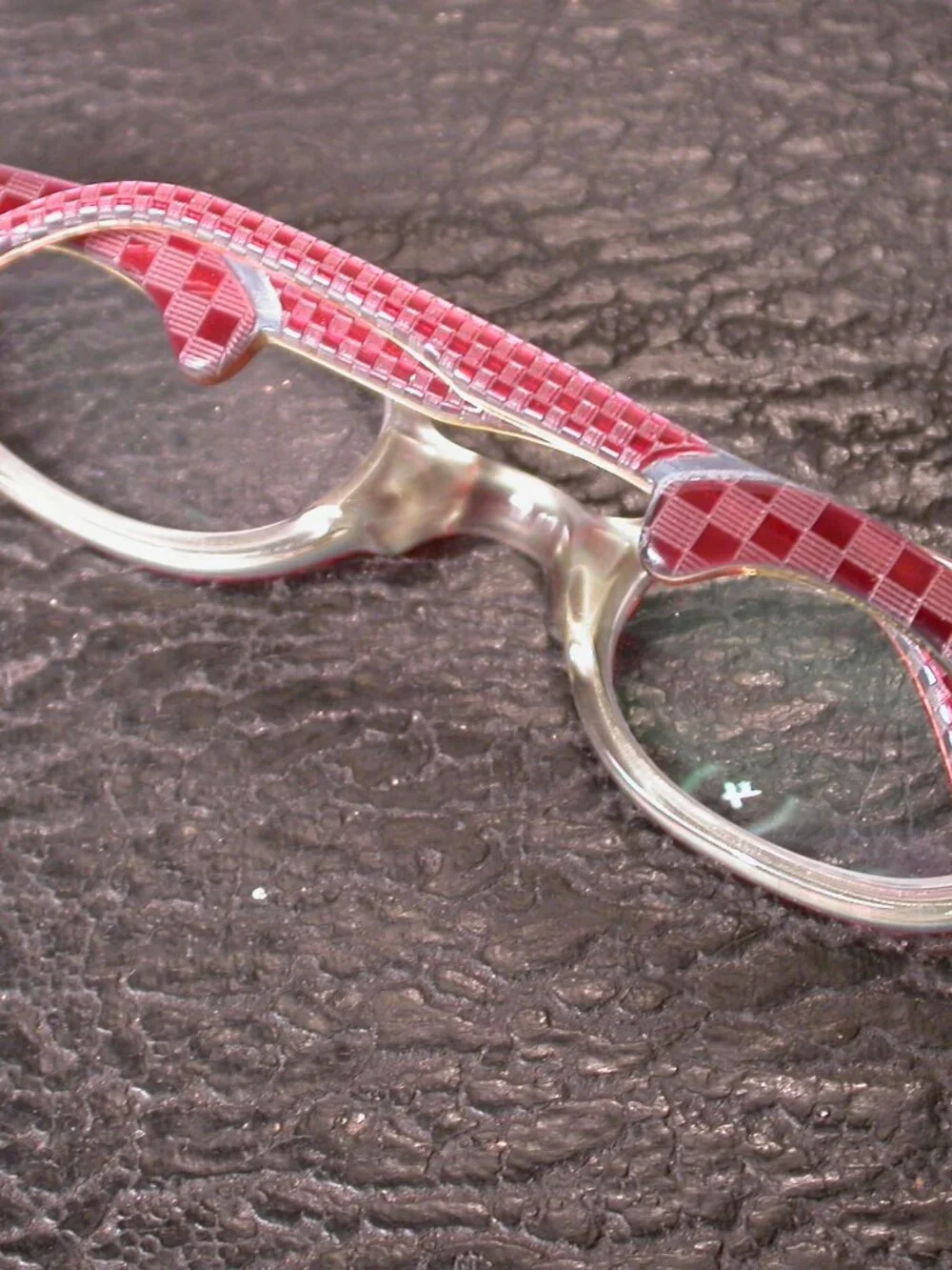 Authentic Anne et Valentin Lunettes Red Checker Eyeglasses Made in France
